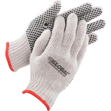 GLOBAL INDUSTRIAL PVC Dot Knit Gloves, Single-Sided, Black, Small, 1-Dozen 708352S